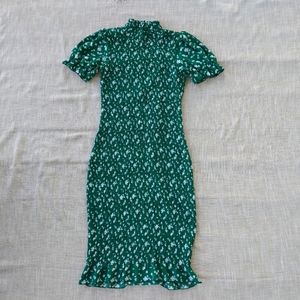 Ruched High Collar Tea Dress Tea Dress Trixxi